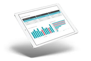 Tablette affichant les performances financières d'une holding SOPARFI